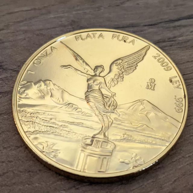 Libertad 1 OZ Silber Münze Fully Gilded With 24 KT Gold Mexico 2009