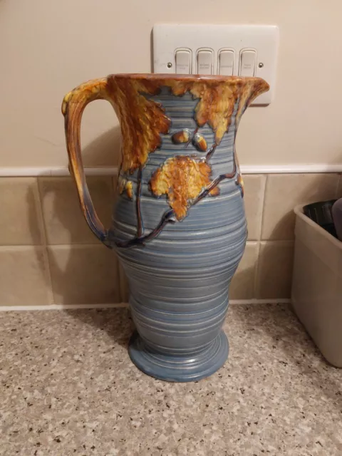 Beautiful Extra Large Art Deco Carlton Ware Blue Night Oak Jug - 31cm 3