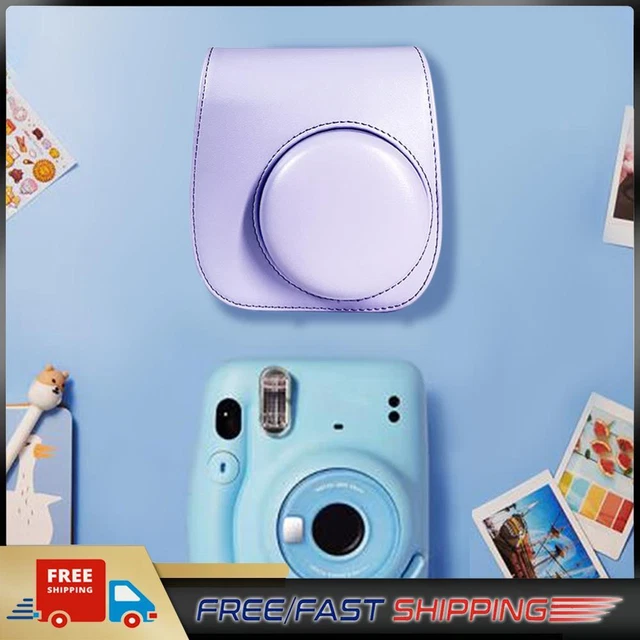Instant Camera Bags PU Leather for Fujifilm Instax Mini 12/11/9/8 (Purple)