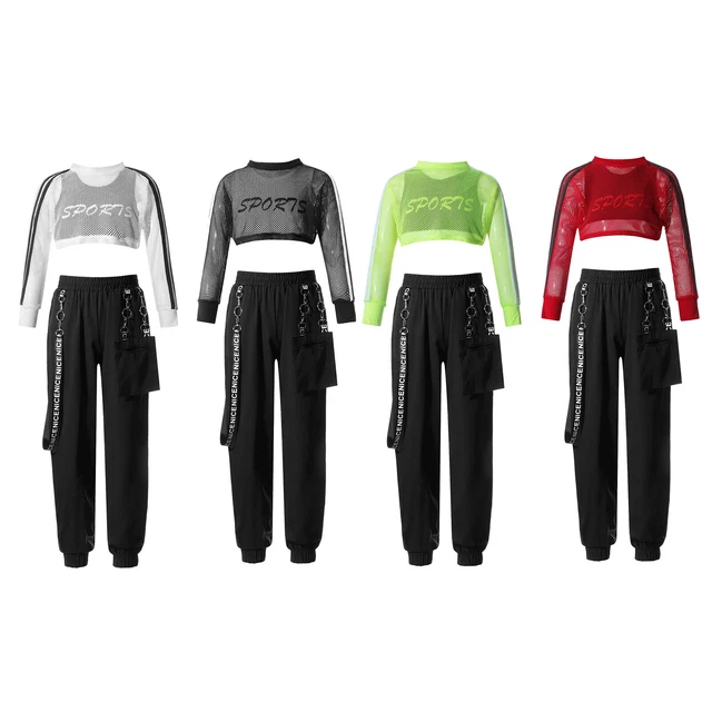 Kids Girls Top+Vest+Pants Sets Workout Sports Set Letters Printed Tracksuit