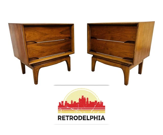 Mid-Century Modern Kent Coffey “Forum” Walnut Nightstands