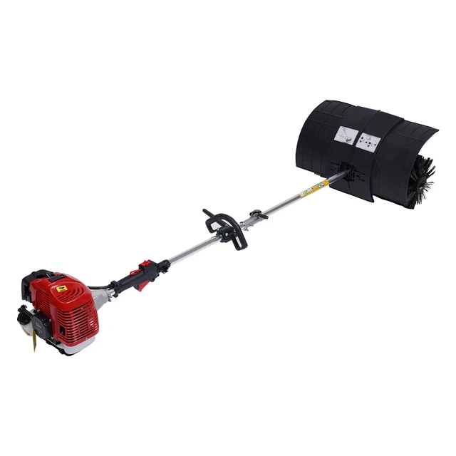 52cc Gas Power Sweeper Broom Driveway Turf Artificial Grass Snow Lawn Cleaning