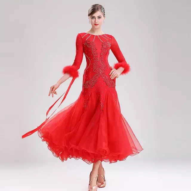 LATIN BALLROOM DANCE Dress Modern Salsa Waltz Standard Long Dresses $93 ...
