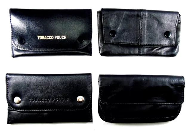 Soft Black Leather Cigarette Tobacco Pouch Case Organiser Rolling Paper  Pocket