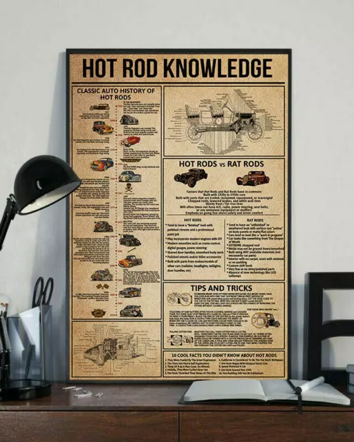 Hot Rod Knowledge Car Home Decor Wall Art Poster