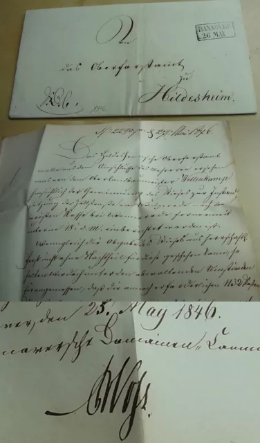 Domainenkammer HANNOVER: Brief 1846, Zollstraße WÜLPERODE Signatur Adolph v. Voß