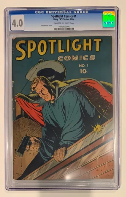 (1944) Spotlight Comics #1 Cgc 4.0! George Tuska Cover! Rare Golden Age Comic!