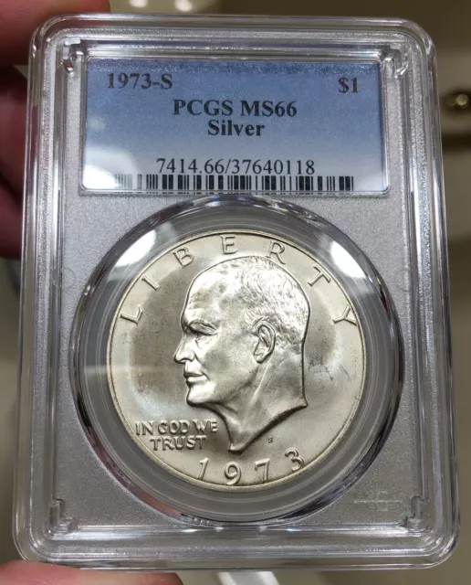 1973-S Ike Dollar graded MS66 by PCGS Silver Eisenhower Nice Flashy Coin