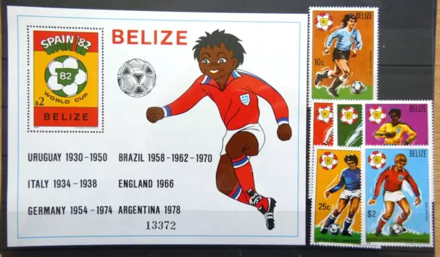 Belize Fußball WM  1982 Mi 614 - 9 ** + Block 45**, Mi 50 €