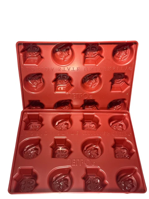 UNIVERSIDAD ESTATAL DE FLORIDA Juego de 2 moldes de tiro gelatina~O jigglers SEMINOLES 12 cavidades