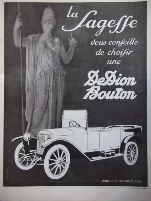 Publicité De Presse 1924 De Dion Bouton La Sagesse Vous Conseille De La Choisir