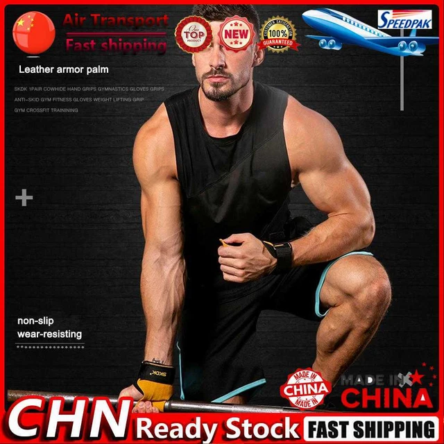 SKDK 1 Pair Cowhide Weight Lifting Gloves Workout Sports Fitness Gym Hand Grips