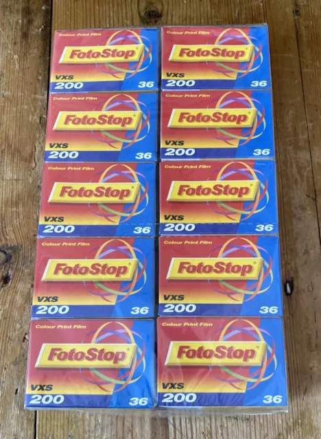 10 X FotoStop 35mm Colour Print Film VXS 200 36 exposures exp 01/2008 New Unused