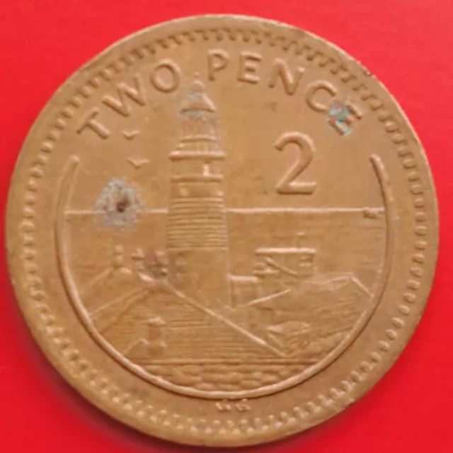 1991 🇬🇮  Gibraltar 2p coin LIGHTHOUSE TWO PENCE COIN Circulated