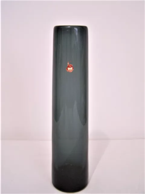 Holmegaard Denmark Smokey Grey Blue Chimney Glass Vase Per Lutken Signed 31cms