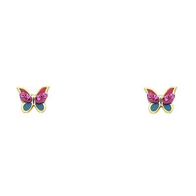 Genuine 14k Yellow Gold Butterfly Stud Earrings for Women Girl Kid Baby From USA