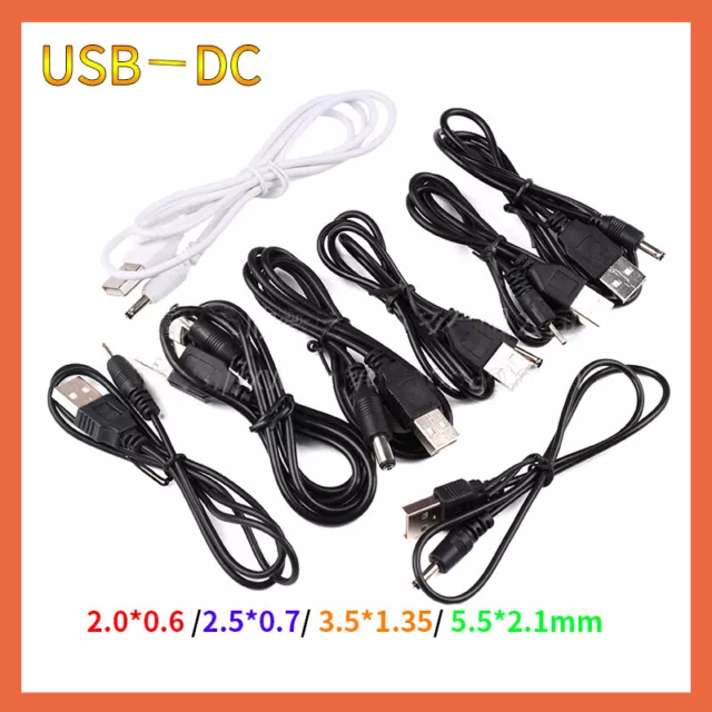 USB to DC Power Cable -USB for 2.1mm x 5.5mm 2.0mm x 0.6mm 2.5mm x 0.7mm 0.6A-3A