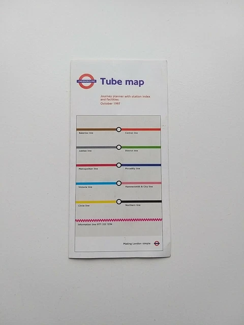 OCTOBER 1997 LONDON Underground Tube Map Pocket Diagram Scoot £15.00 ...