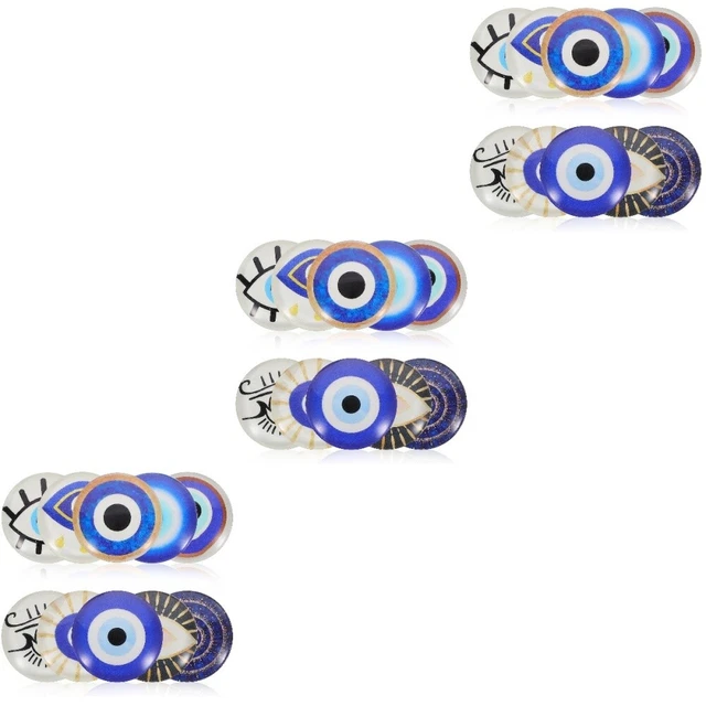 30 Pcs Round Cabochons Glass Jewelry Findings Luminous Blue Beads Flatback Dome