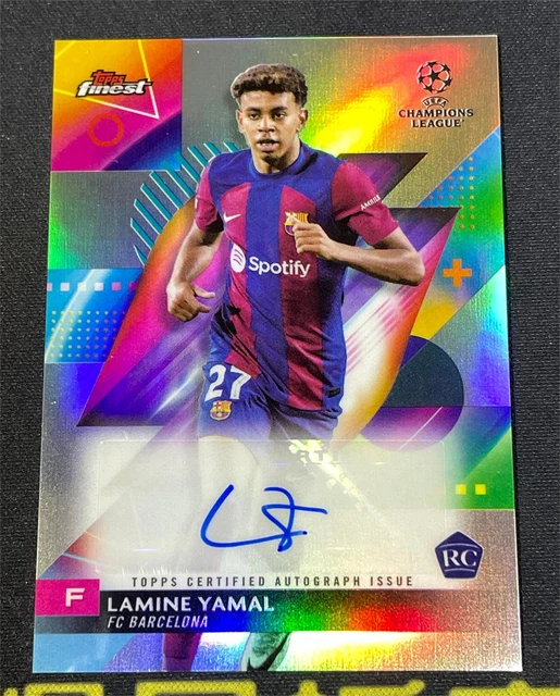 LAMINE YAMAL 202324 Topps Finest UEFA Silver Refractor Auto RC Rookie