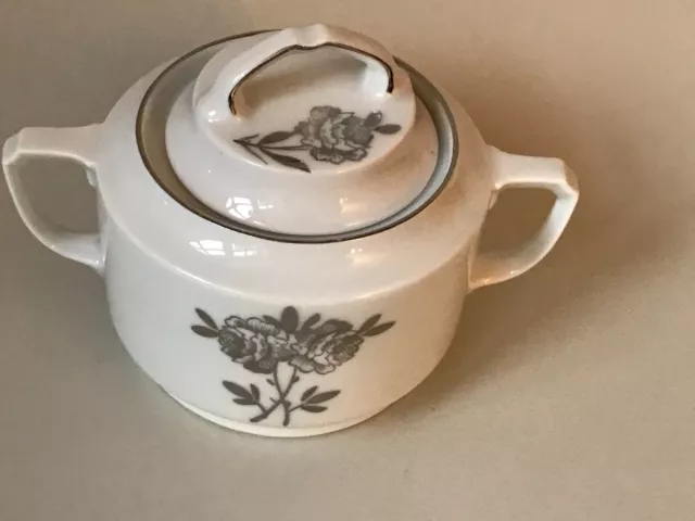 Alte Zuckerdose Zur Silberhochzeit Jugendstil um 1900 mit floralem Dekor 2