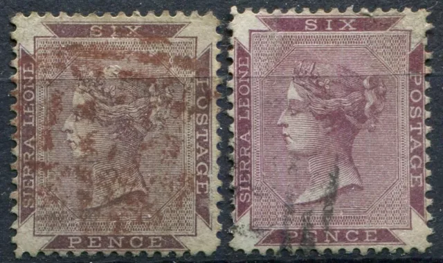 Sierra Leone 1859 issue, SG 1 & 2, 6d Dull Purple & Red Lilac used, CV £92