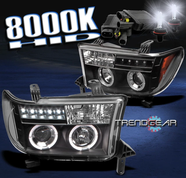 07-13 Toyota Tundra/08-15 Sequoia Halo Led Black Projector Headlights+Hid 8000K