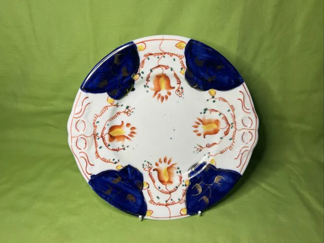 Antique, Gaudy Welsh, Tulip Patterned & Hand Painted, Cake or Sandwich Plate