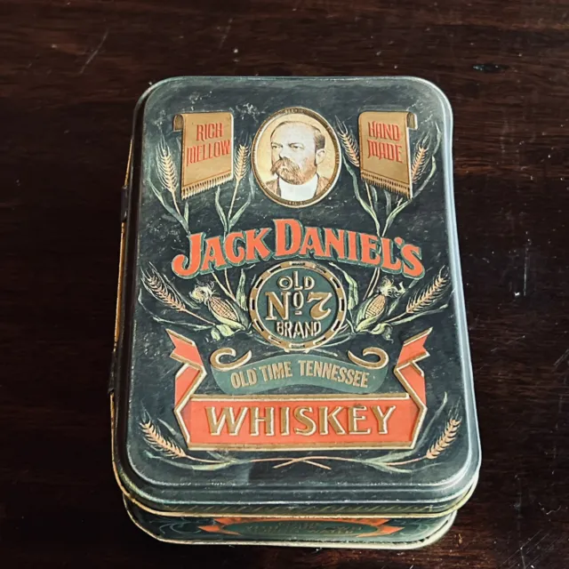 Vintage Jack Daniels Whiskey Tin With 2 EMPTY 50ml Bottles