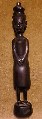 African Statue Ebony Wood Carved Female Statue Tanzania 12.5"