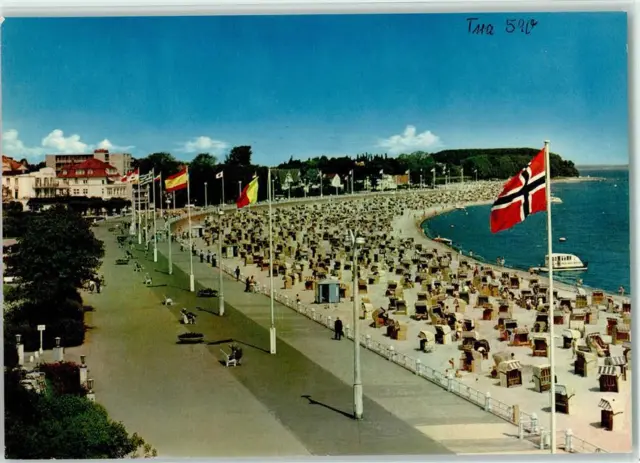 40025681 - 2401 Travemuende Riesenkarte Promenade mit Strand Strandkoerbe