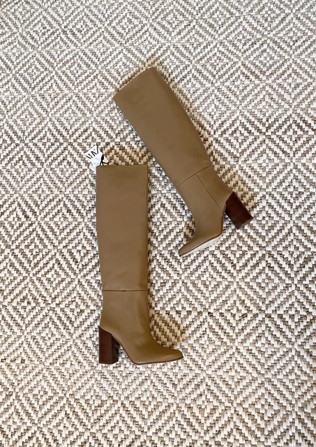 STIVALI ALTI GINOCCHIO Zara marroni cammello pelle tacco alto UK3 EU36 US6 955 EUR 120 34 PicClick IT