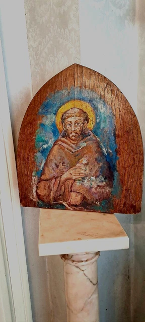 Dipinto Quadro D'epoca Su Pala Legno Raffigurante San Francesco Del Cimabue