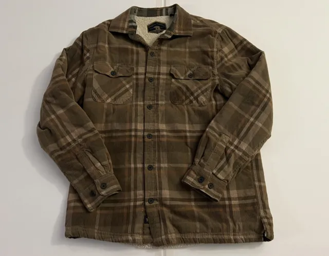 FREEDOM FOUNDRY Jacket Men’s Medium Brown Sherpa Fleece Shacket Plaid Button Up