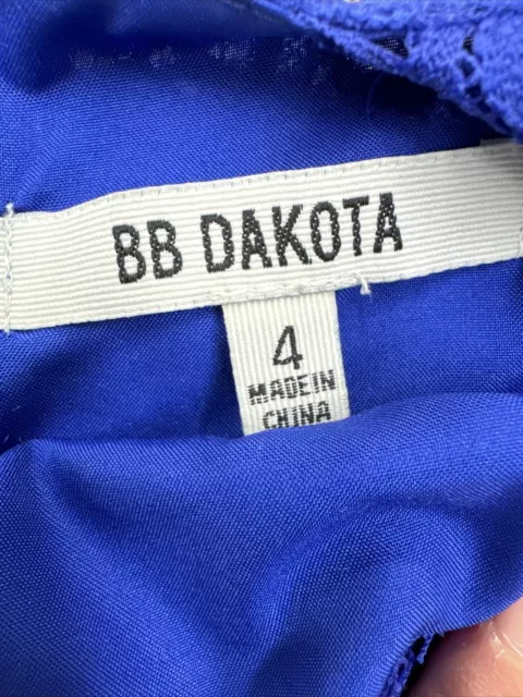 BB Dakota Shirt Dress Womens Size 4 royal blue Lace Fit & Flare Skater Doilies 2