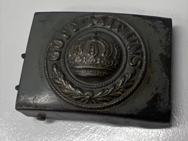 Original Ww1 German Empire Gott Mot Uns Soldier Belt Buckle Uniform Somme Army