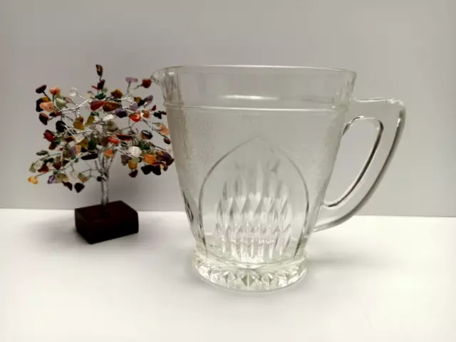 Vintage Glass Jug / Pitcher - Depression Glass Jug - Patterned - 900 ml Capacity