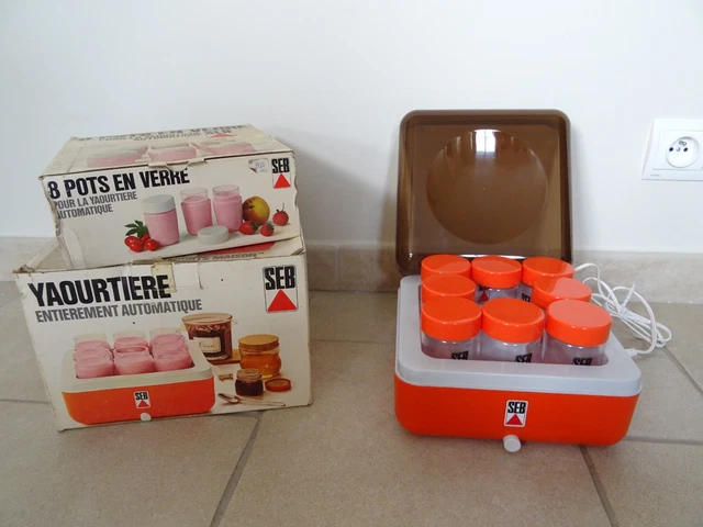 Yaourtière automatique SEB vintage avec 8 pots en verre - orange - Vendu