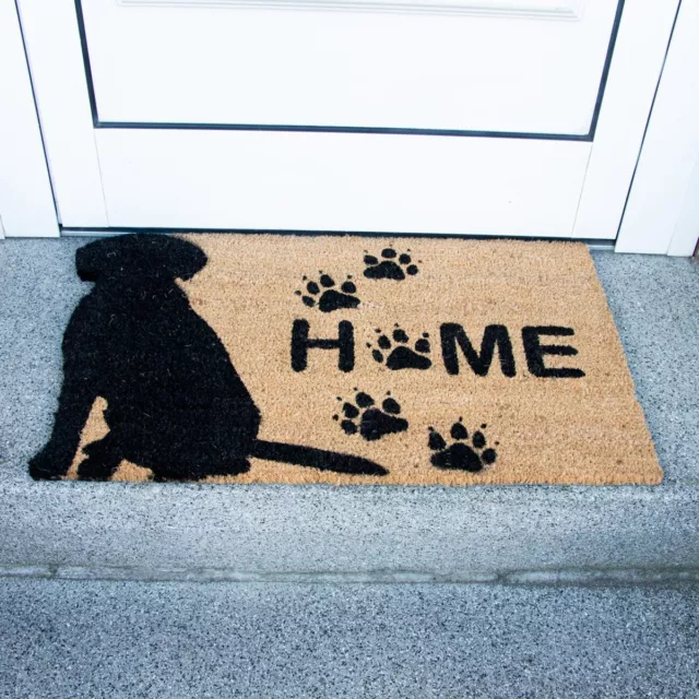 Matte für den Hauseingang, Hundemotiv  | Kokos, braun-schwarz  | H45 x B74cm