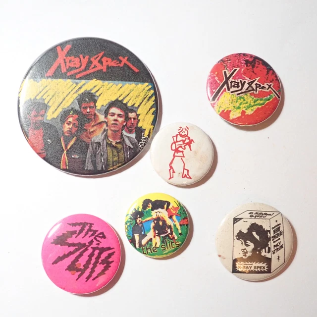 SLITS, XRAY Spex, Pistols, Bin Lid, Punk Pin button