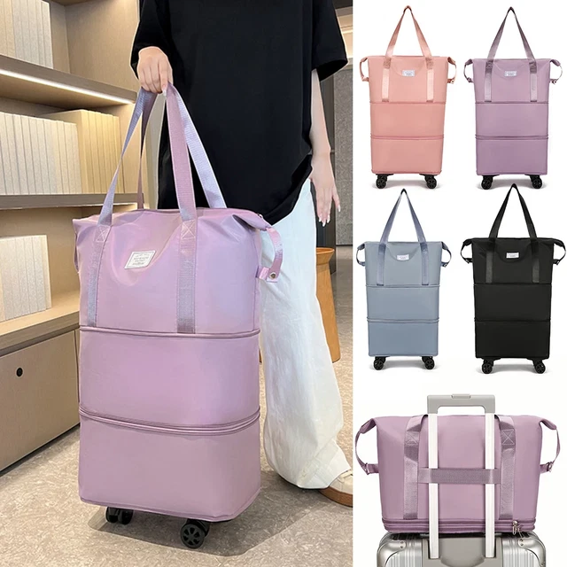 Expandable Rolling Duffle Bag Wheeled Luggage Foldable Suitcase - Oxford Cloth -