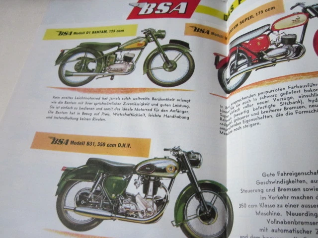 MOTORRAD ARCHIV EDITION Faksimile 1029E BSA Das Original-Prospekt 1959 ...