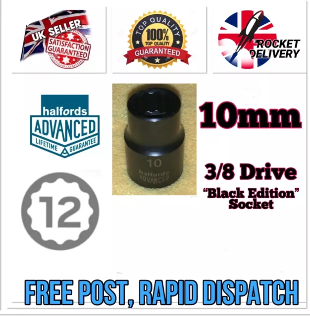 10mm Halfords Advanced 3/8 Drive BLACK EDITION Socket 12 Point *FREE POST*