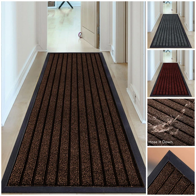 Heavy Duty Rubber Barrier Long Hallway Runner Non Slip Waterproof Door Floor Mat