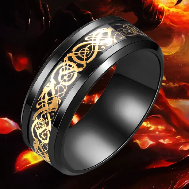 Black Mens/womens Stainless Steel Dragon Band Ring Ring Hip hop Jewelry Size 11