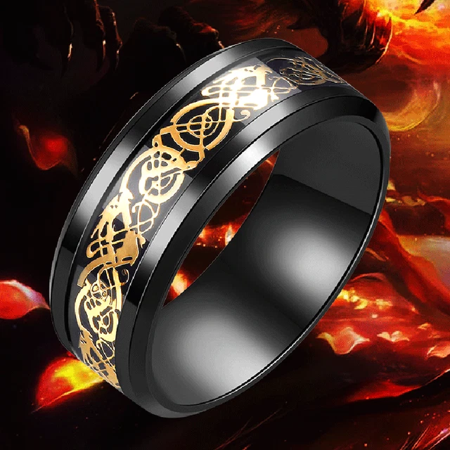 Black Mens/womens Stainless Steel Dragon Band Ring Ring Hip hop Jewelry Size 11 Black Mens/womens Stainless Steel Dragon Band Ring Ring Hip hop Jewelry Size 11