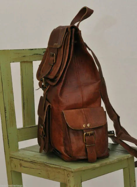 Large Genuine Leather Back Pack Rucksack Travel Bag  Men's and Women's gift.