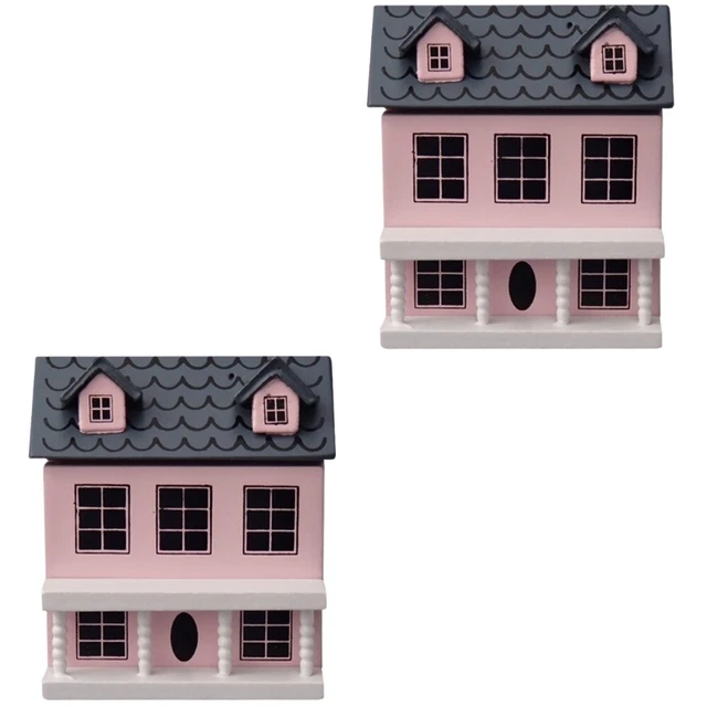 2 Count Villa Small House Miniature Houses Crafts Cottage Nativity Toys Kids