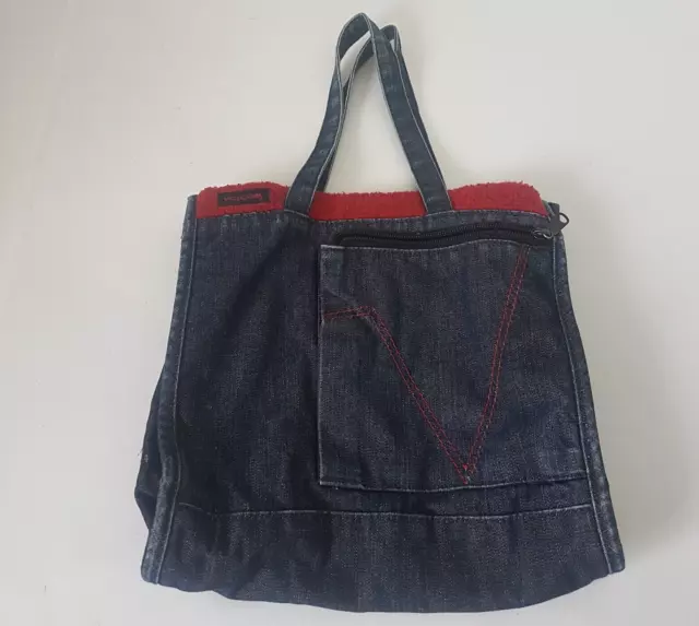 VOLCOM Blue Jean Denin Bag Purse Tote Canvas Pockets Logo