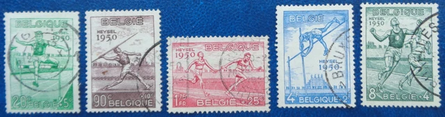 Belgique oblitérés, n°827 à 831, série sports, championnat d'Europe, 1950